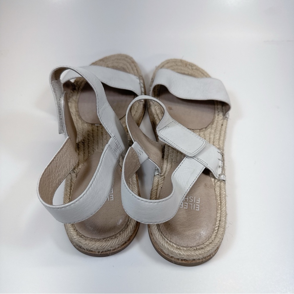 Eileen Fisher Womens 9 Max Espadrille Open Toe Leather Sandal White Color CN - Picture 4 of 10